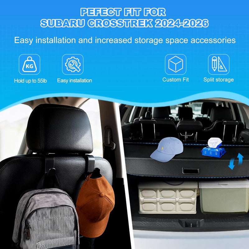 AUXKO Retractable Cargo Cover for 2026-2024 Subaru Crosstrek, Trunk Cargo Cover Luggage Security Shade Cover for Subaru Crosstrek 2025 Shielding Shade Anti-Peeping Luggage Privacy Screen, Carbon Fiber - Image 2